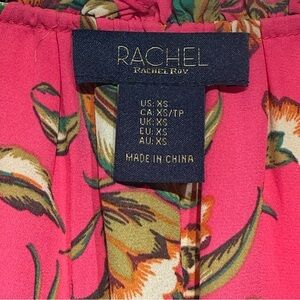RACHEL Rachel Roy Pink Floral Sleeveless Tie-Neck Blouse